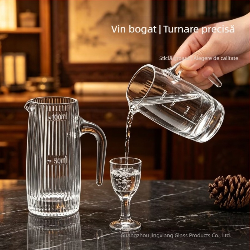Decantor din sticlă pentru băuturi, 100 ml, compact pentru uz casnic, cu marcaje de măsurare, stil nordic