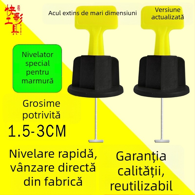 Instrument de nivelare pentru marmură, cu ac de oțel îngroșat și prelungit – unelte pentru montarea plăcilor din piatră