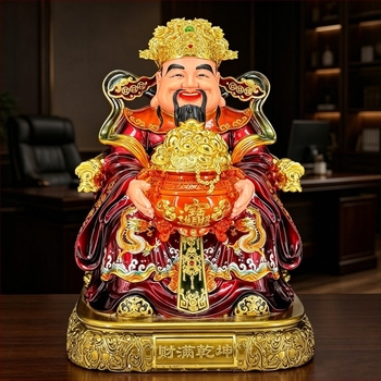 Statuie din rășină a Zeului Bogăției pentru rugăciuni acasă, deschiderea afacerii și decor de noroc 19