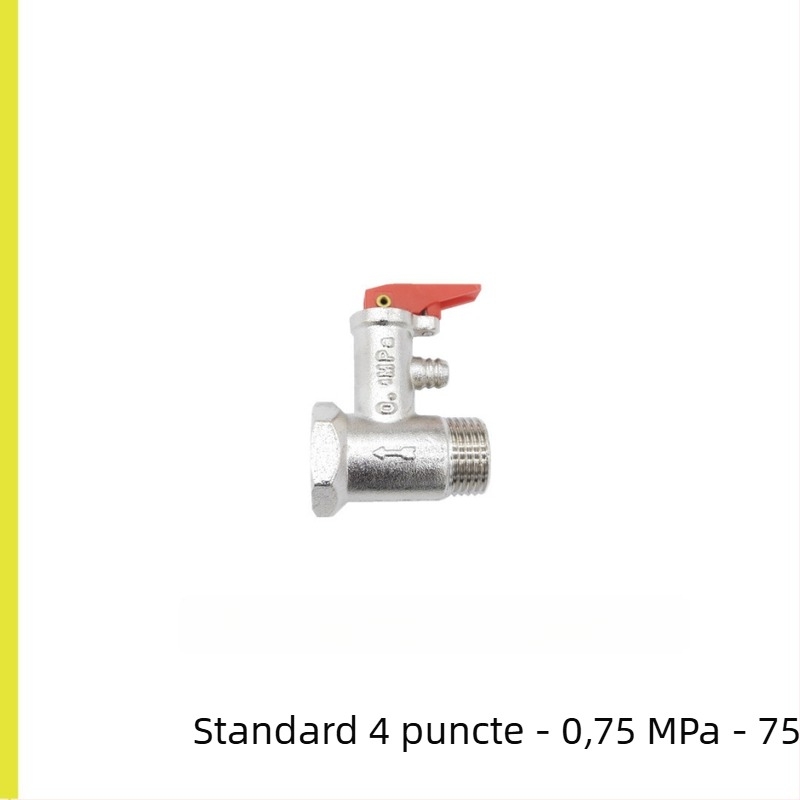 Valvă de siguranță din cupru pentru boiler de apă, racordare 1/2 inch, supapă de eliberare a presiunii și supapă de golire pentru boilere electrice și solare