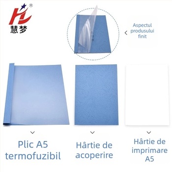 A5 plic termic pentru documente, corp alb, copertă transparentă, pentru grosime 2-15 mm, legat într-o carte
