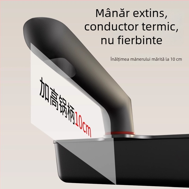 Tigaie Tamagoyaki din titan, îngroșată și lățită, fără fluor, cu fund de trei straturi, compatibilă cu gaz și inducție