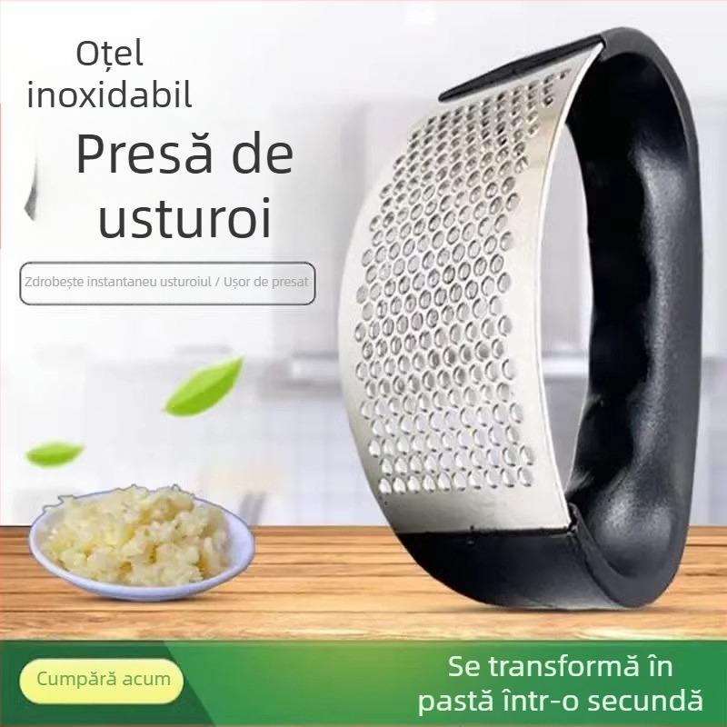 Presa de usturoi din oțel inoxidabil, zdrobitor de ghimbir – ustensilă de bucătărie manuală pentru pastă de usturoi