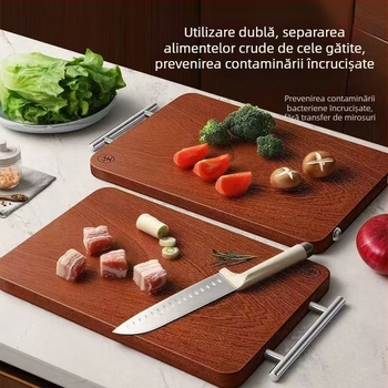 Tocător din lemn masiv de abanos, durabil, cu două fețe, pentru bucătărie și utilizare casnică, antiderapant