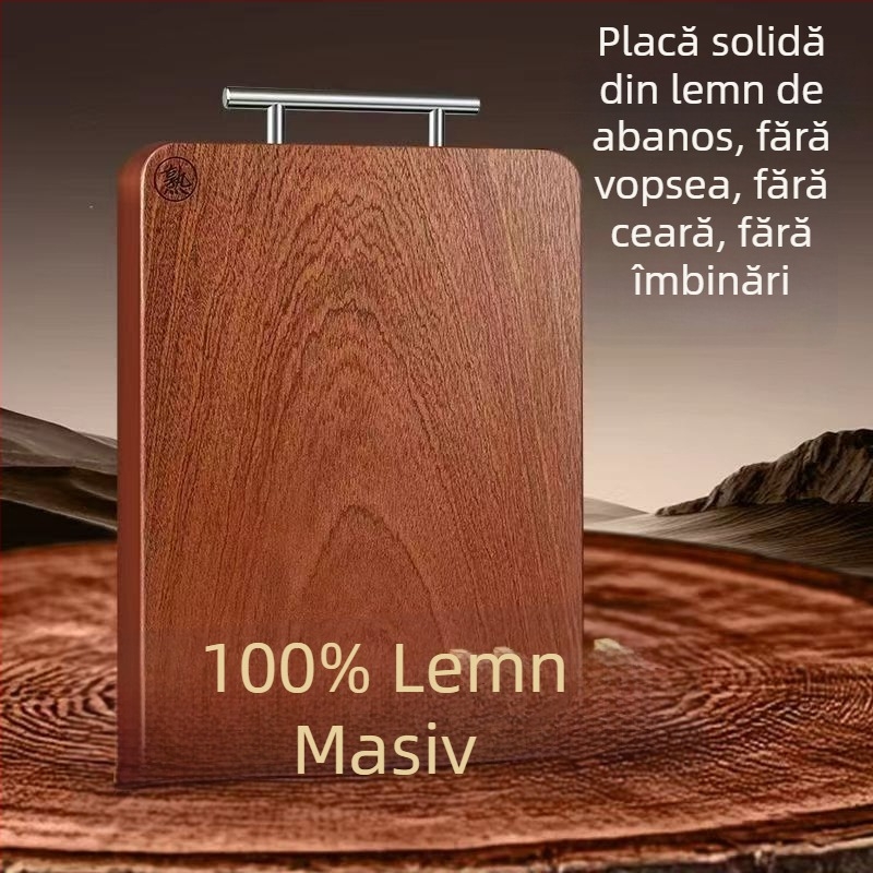Tocător din lemn masiv de abanos, durabil, cu două fețe, pentru bucătărie și utilizare casnică, antiderapant
