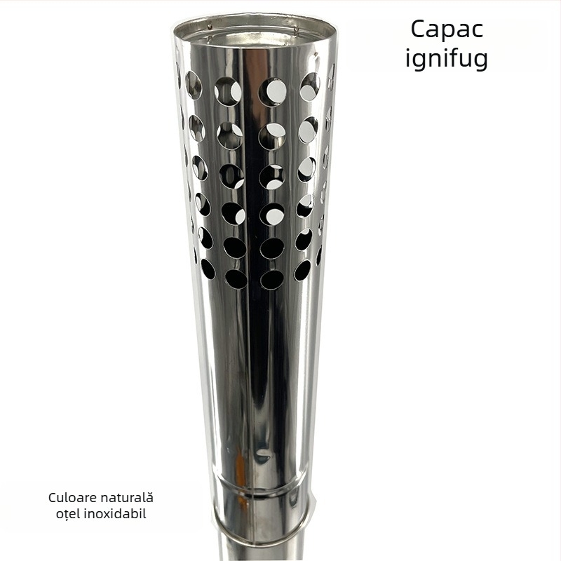 Țeavă de coș din oțel inoxidabil pentru sobă de camping cu lemne – cot de coș cu capac rezistent la vânt și ploaie, accesorii pentru cort