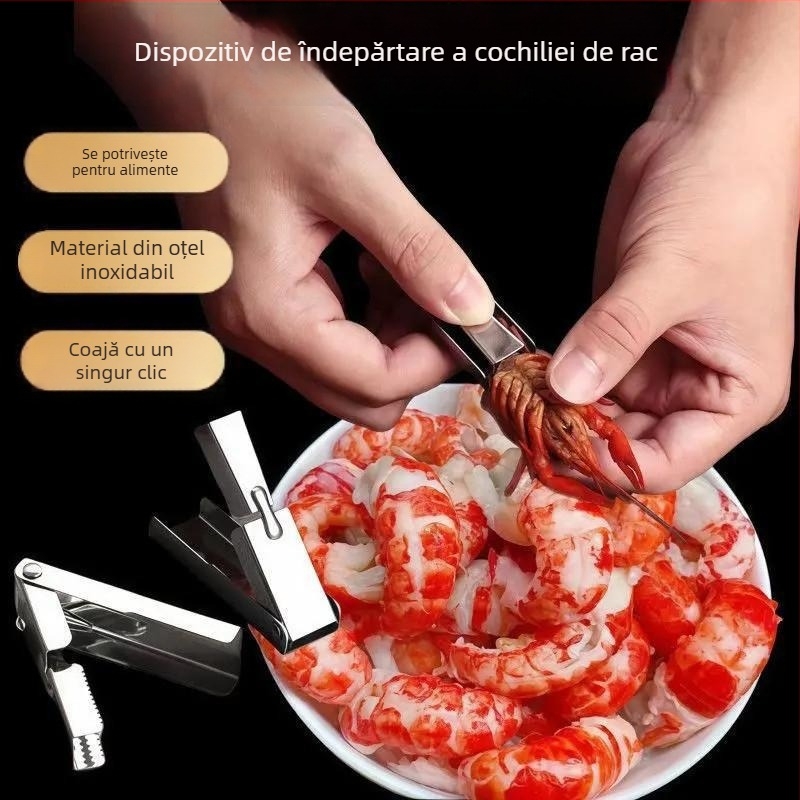 Oțel inoxidabil – decojitor pentru coajă de homar, curățare de creveți, ustensilă de bucătărie