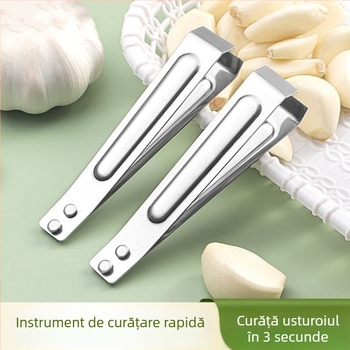 Clemă de curățat usturoi din oțel inoxidabil, instrument portabil pentru curățarea rapidă a cățeilor mari de usturoi