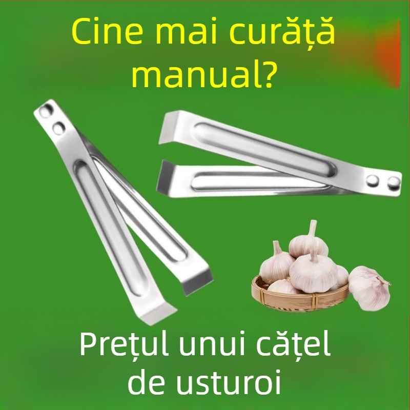 Clemă de curățat usturoi din oțel inoxidabil, instrument portabil pentru curățarea rapidă a cățeilor mari de usturoi