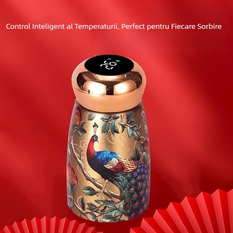 Termos mini din oțel inoxidabil 316 cu afișaj de temperatură, design elegant, portabil, de buzunar