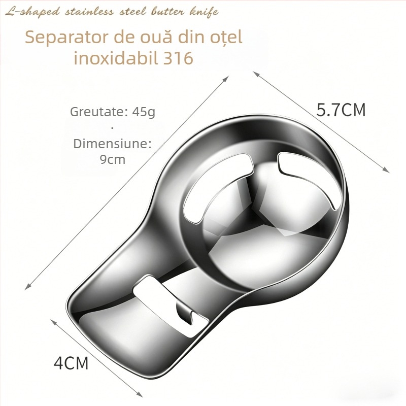 Separator de albuș din oțel inoxidabil 316 și separator de gălbenuș — prindere pe marginea bolului, gadget de bucătărie