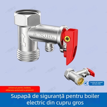 Supapă de siguranță din cupru masiv, 1/2 inch pentru încălzitorul electric de apă: supapă de evacuare a presiunii, supapă de control și supapă reductoare a presiunii, pentru uz casnic