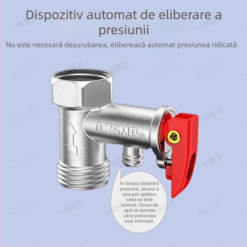 Supapă de siguranță din cupru masiv, 1/2 inch pentru încălzitorul electric de apă: supapă de evacuare a presiunii, supapă de control și supapă reductoare a presiunii, pentru uz casnic