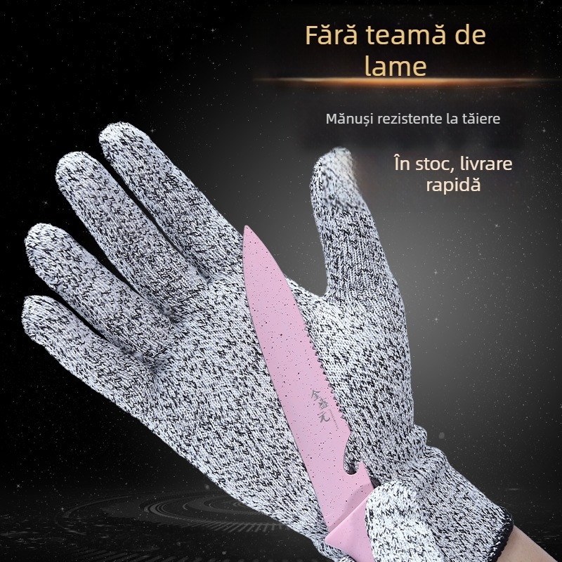 Mănuși rezistente la tăiere din fibre, nivel 5, antiderapante, durabile, pentru bucătărie, tâmplărie, pescuit și protecție la tăiere industrială