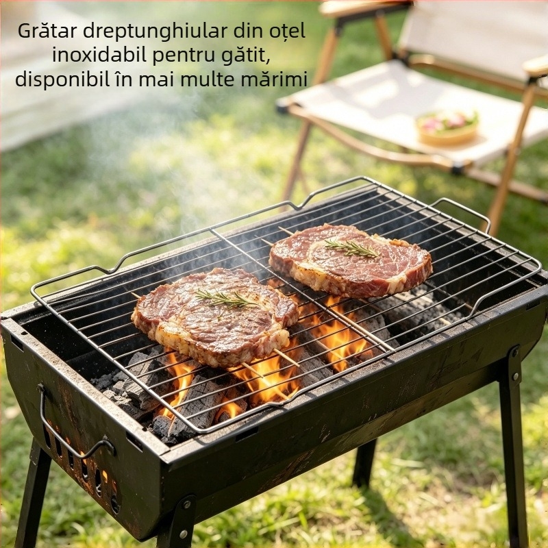 Grătar din oțel inoxidabil, îngroșat și întărit, gril pătrat pentru cuptor, camping în aer liber