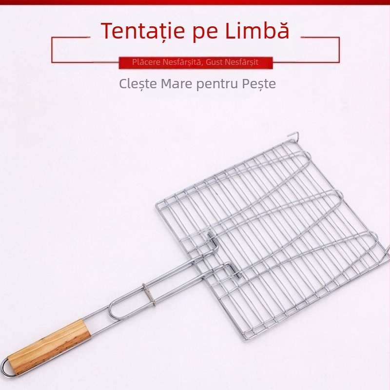 Clește mari pentru pește la grătar și plasă groasă pentru grătar, din oțel inoxidabil, pentru uz casnic