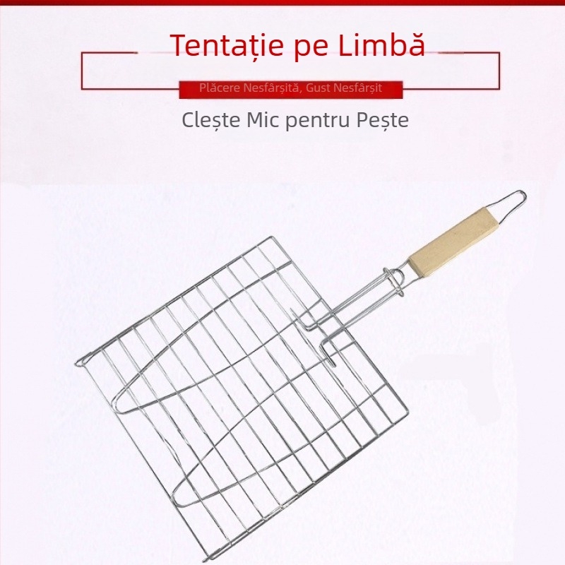 Clește mari pentru pește la grătar și plasă groasă pentru grătar, din oțel inoxidabil, pentru uz casnic