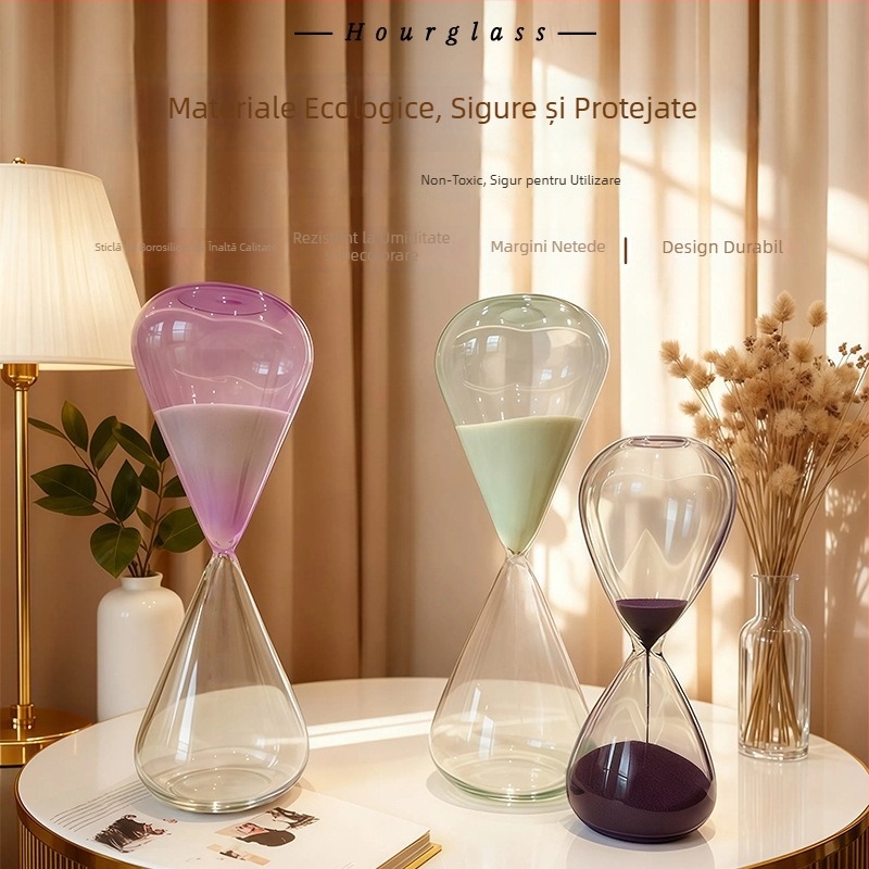 Clepsidră din sticlă colorată perlată – decor de birou pentru casă