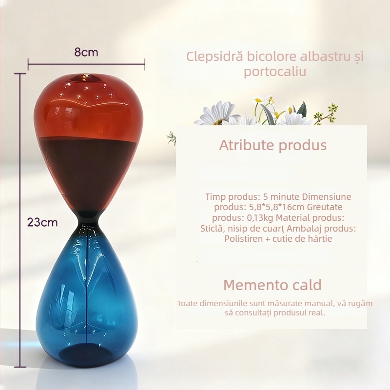 Clepsidră din sticlă colorată perlată – decor de birou pentru casă