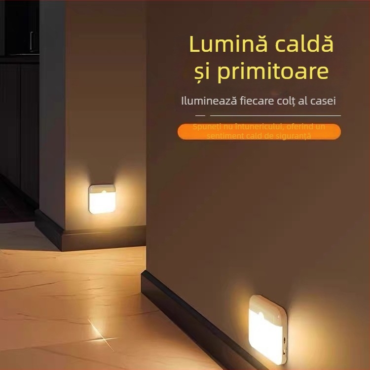 Lumină LED magnetică cu senzor de mișcare – veioză de noapte reîncărcabilă pentru scară