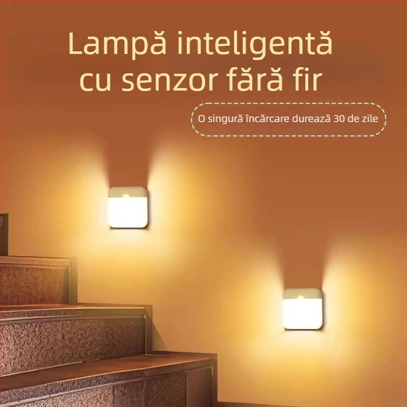 Lumină LED magnetică cu senzor de mișcare – veioză de noapte reîncărcabilă pentru scară
