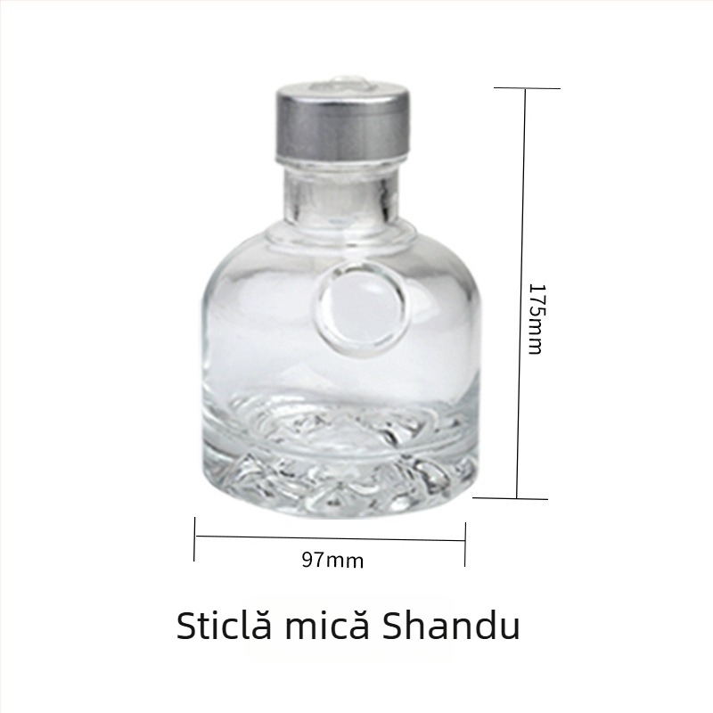 Set cadou din 4 sticle de lichior din sticlă, 125 ml, cu cutie cadou, model Half-Mountain Bottom