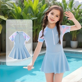 Costum de baie pentru fete, dintr-o singură piesă, uscare rapidă și protecție UV.