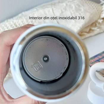 Noul pahar elegant cu design de petale, din oțel inoxidabil 316, termos izolant, portabil, cu mâner