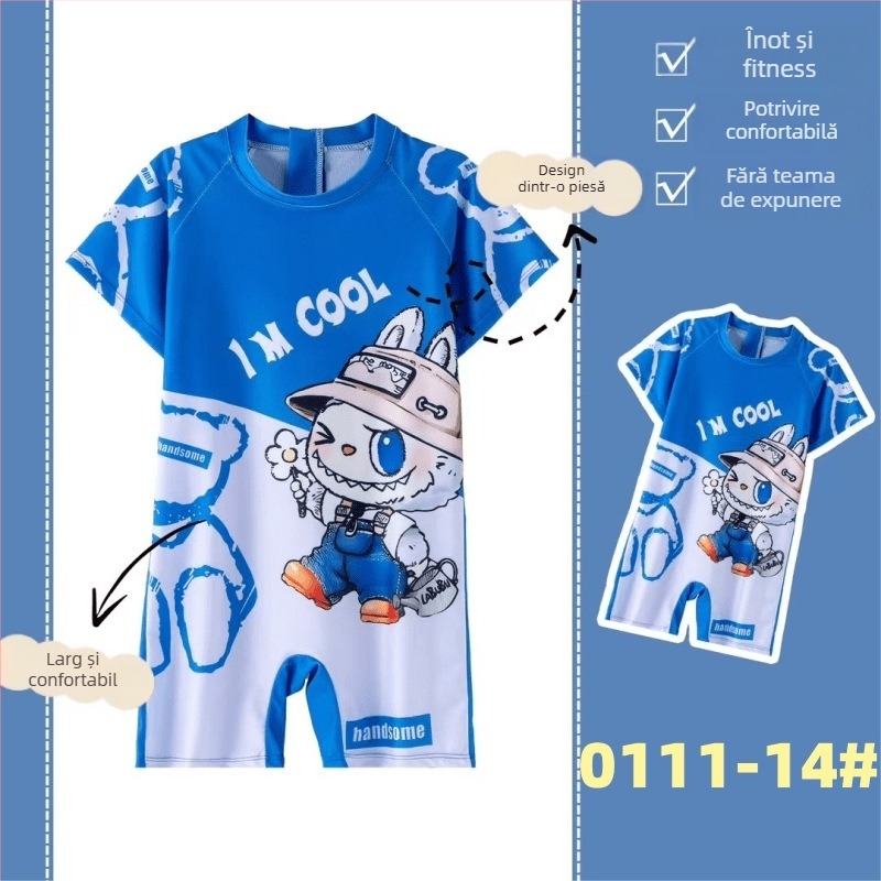 Costum de baie pentru copii, o piesă, imprimă desen animat, respirabil și uscare rapidă