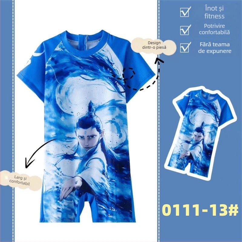 Costum de baie pentru copii, o piesă, imprimă desen animat, respirabil și uscare rapidă