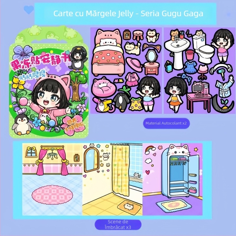 Carte cu autocolante de zgâriere pentru fete – set DIY cu autocolante, joc educativ creativ pentru copii