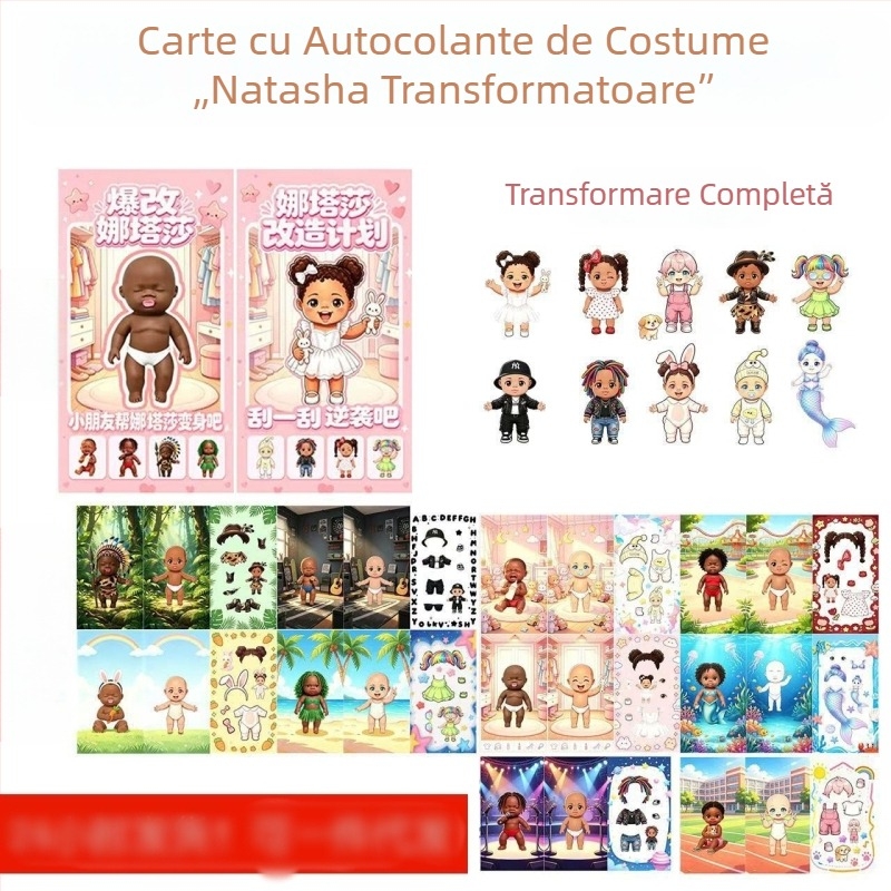 Carte cu autocolante de zgâriere pentru fete – set DIY cu autocolante, joc educativ creativ pentru copii