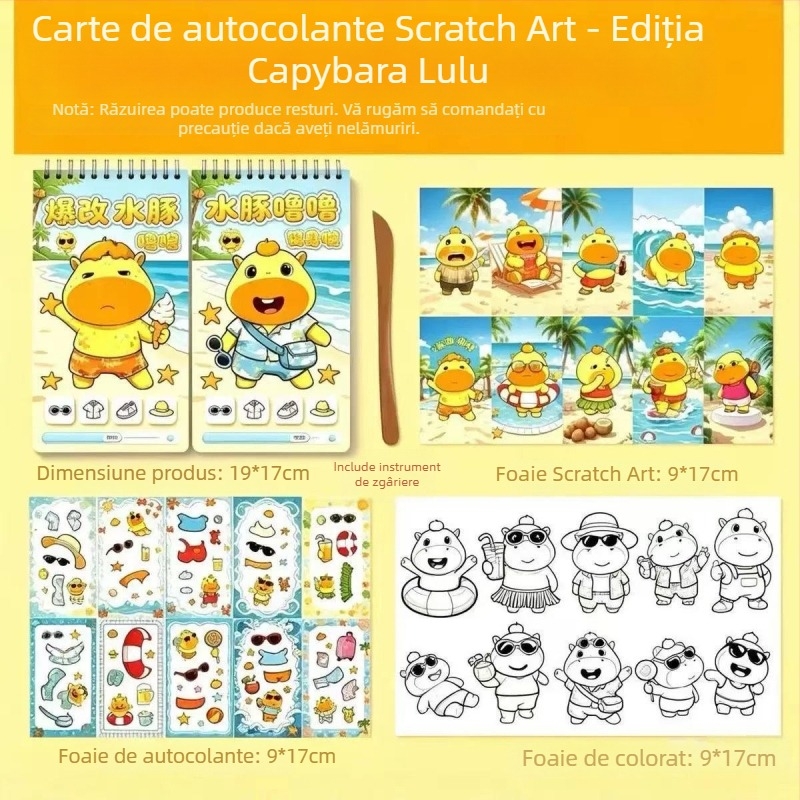 Carte cu autocolante de zgâriere pentru fete – set DIY cu autocolante, joc educativ creativ pentru copii