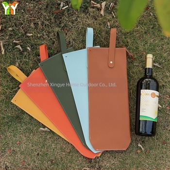 Geantă cadou din piele pentru sticlă de vin sau șampanie, cu mâner