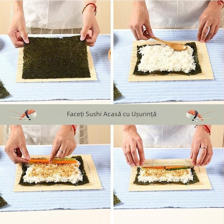 Set pentru sushi pentru uz casnic, set complet de unelte pentru nori, covor din bambus pentru rularea sushiului