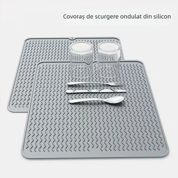 Covoraș din silicon pentru bucătărie cu drenaj, izolație termică, antialunecare, rezistent la temperaturi înalte, suport pentru farfurii și oale