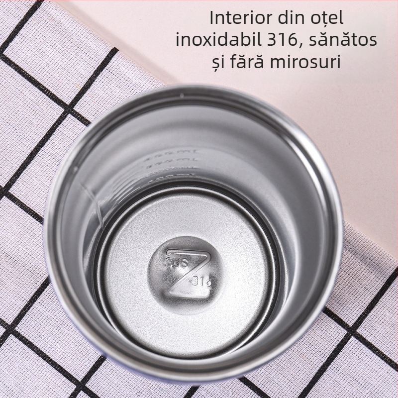 Cană termoizolantă portabilă din oțel inoxidabil pentru mașină, capacitate mare, cu pai pentru băut direct, design atrăgător