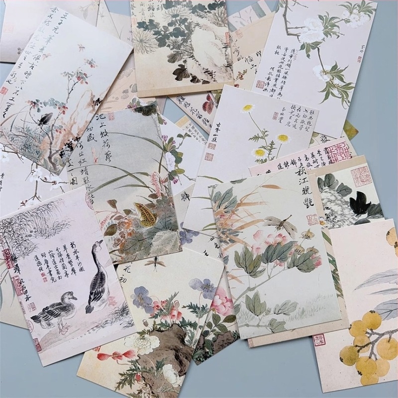 Set de postale în stil clasic chinezesc, cu caligrafie și pictură, poezie și imagini tradiționale