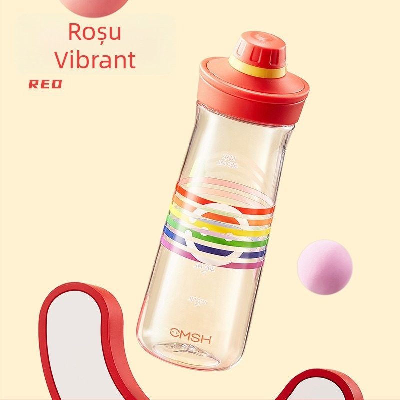 Bidon de apă sport, din plastic, de calitate alimentară, transparent, cu capacitate mare, pentru fete din ciclul primar și utilizare la birou