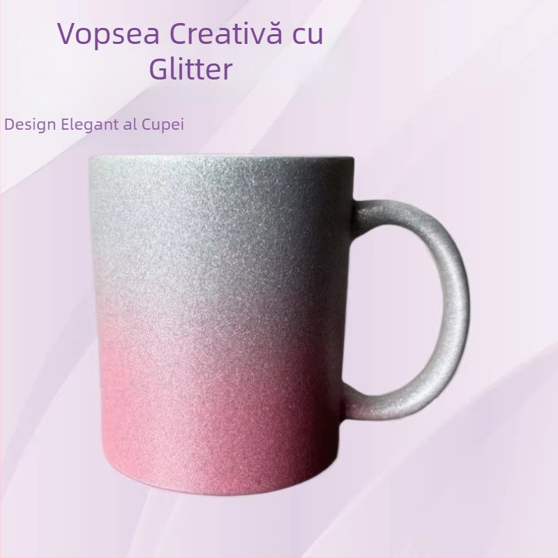 Cana ceramică pentru sublimare, mâner curbat, culoare gradientă