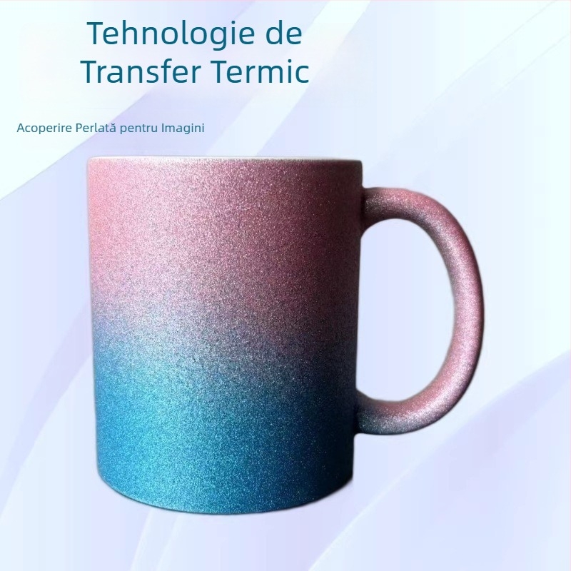 Cana ceramică pentru sublimare, mâner curbat, culoare gradientă