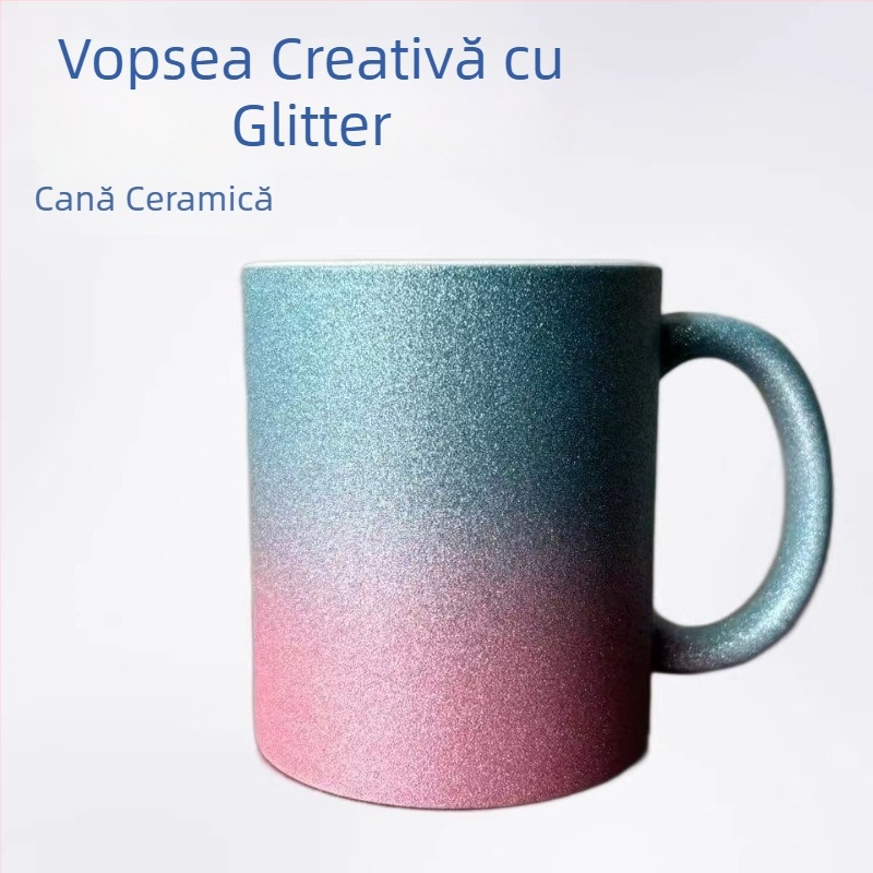 Cana ceramică pentru sublimare, mâner curbat, culoare gradientă