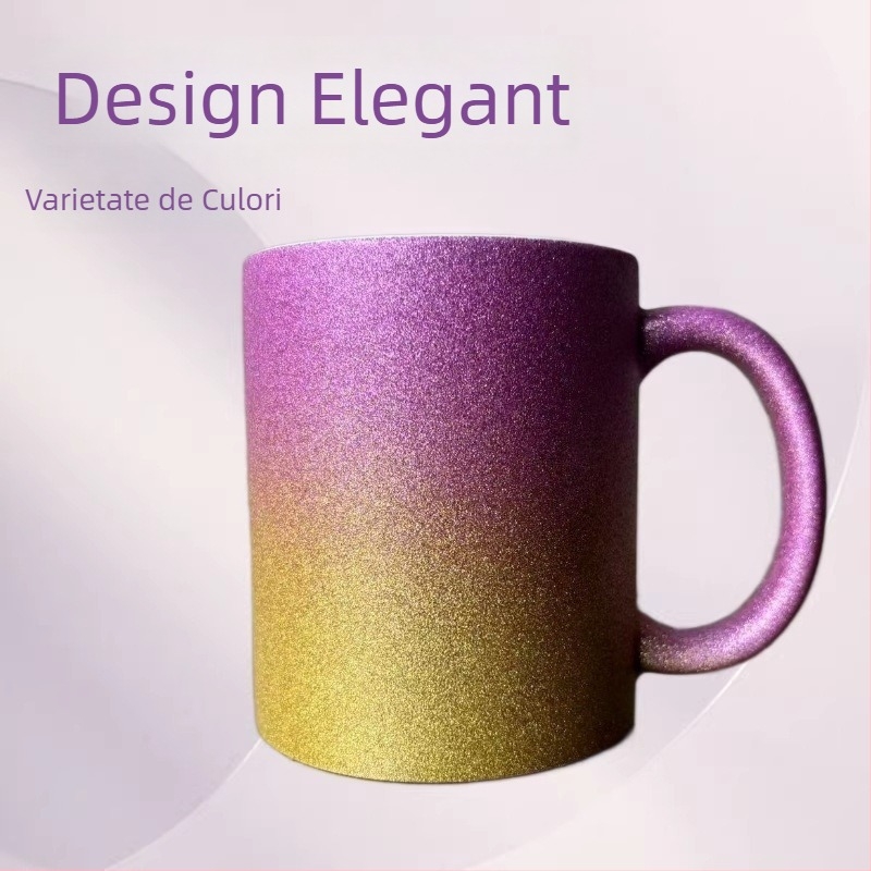 Cana ceramică pentru sublimare, mâner curbat, culoare gradientă
