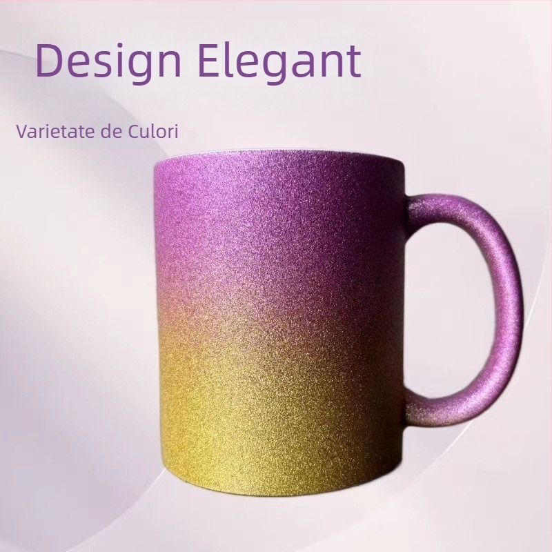 Cana ceramică pentru sublimare, mâner curbat, culoare gradientă