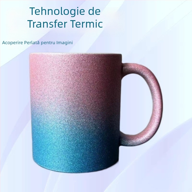 Cana ceramică pentru sublimare, mâner curbat, culoare gradientă