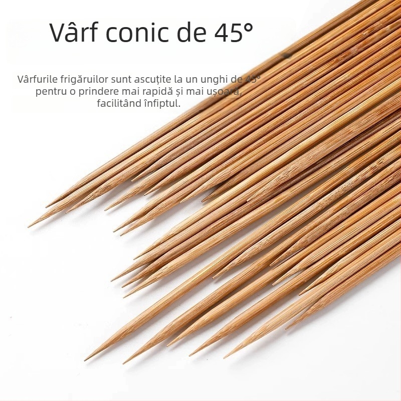 Bețișoare de bambus, 25 cm, de unică folosință, pentru grătar și frigărui de miel