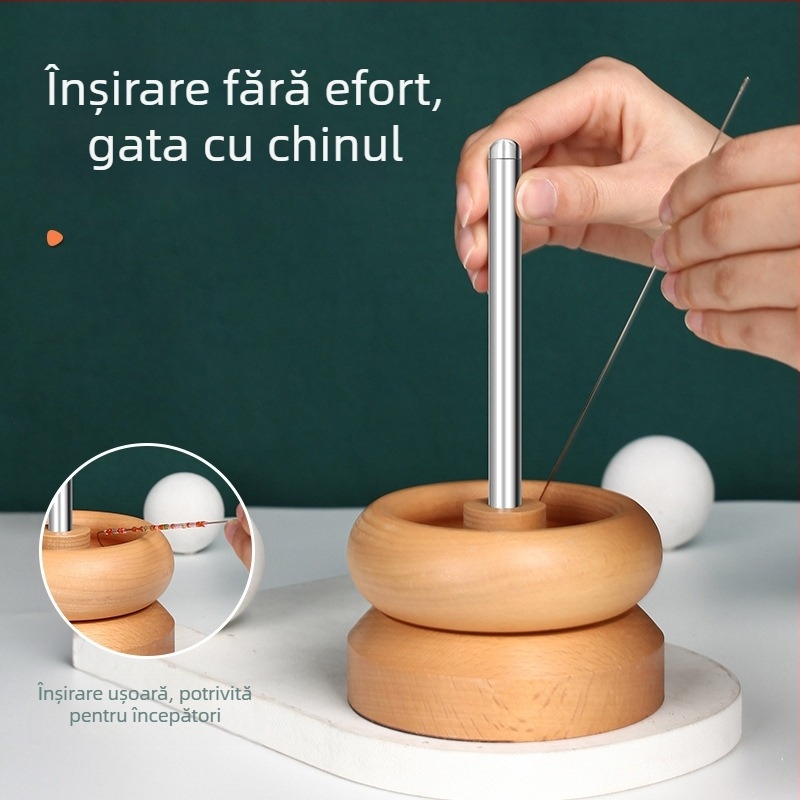 Instrument nou de mărgele din lemn de fag și rășină, bol de mărgele lucrat manual, unealtă rapidă de înșirare a mărgelelor