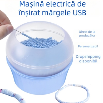 Mașină electrică USB pentru înșirarea mărgelelor cu alimentare automată — pentru mărgele de orez și mărgele din lut moale, set DIY pentru bijuterii