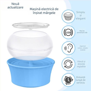 Mașină electrică USB pentru înșirarea mărgelelor cu alimentare automată — pentru mărgele de orez și mărgele din lut moale, set DIY pentru bijuterii
