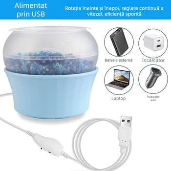 Mașină electrică USB pentru înșirarea mărgelelor cu alimentare automată — pentru mărgele de orez și mărgele din lut moale, set DIY pentru bijuterii